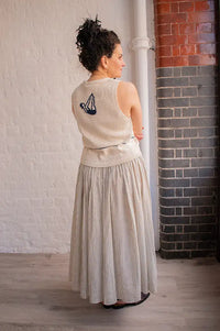 Feeka Sayana Sage And Ecru Striped Skirt - The Mercantile London
