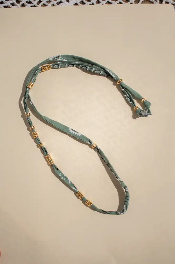 Arifah Studio Sage Green Bandana & Bronze Necklace
