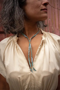 Arifah Studio Sage Green Bandana & Bronze Necklace