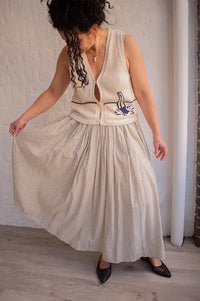 Feeka Sayana Sage And Ecru Striped Skirt - The Mercantile London