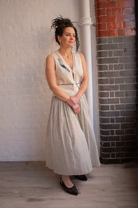 Feeka Sayana Sage And Ecru Striped Skirt - The Mercantile London