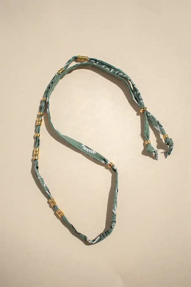 Arifah Studio Sage Green Bandana & Bronze Necklace