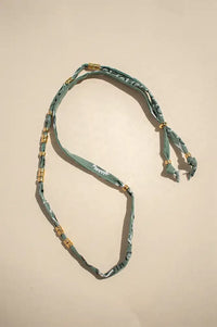 Arifah Studio Sage Green Bandana & Bronze Necklace