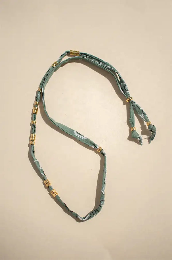 Arifah Studio Sage Green Bandana & Bronze Necklace