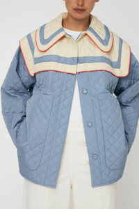 Stella Nova Oversize Sailor Quilted Lovely Blue Coat - The Mercantile London