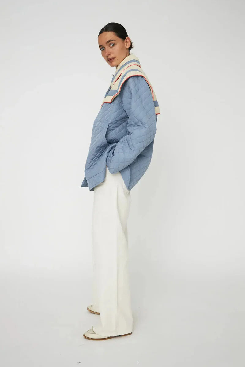 Stella Nova Oversize Sailor Quilted Lovely Blue Coat - The Mercantile London
