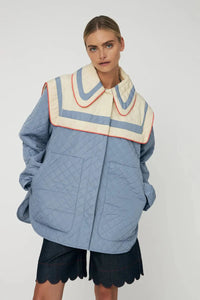 Stella Nova Oversize Sailor Quilted Lovely Blue Coat - The Mercantile London