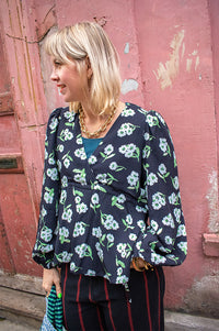 Samdi Bella Powder Blue Floral Blouse