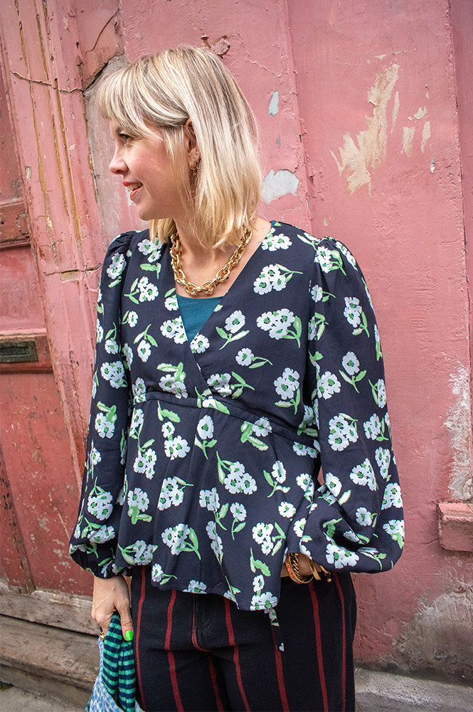 Samdi Bella Powder Blue Floral Blouse - The Mercantile London