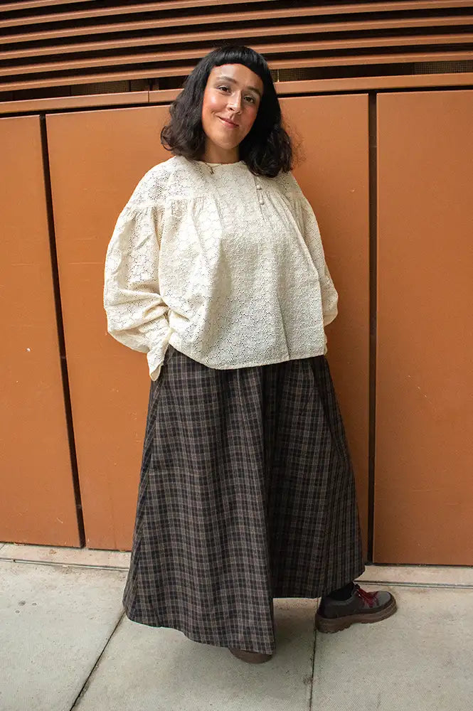 Samdi Sabine Brown Checked Skirt