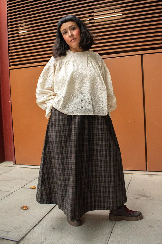 Samdi Sabine Brown Checked Skirt