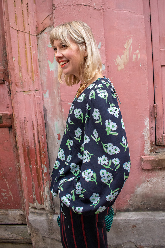 Samdi Bella Powder Blue Floral Blouse