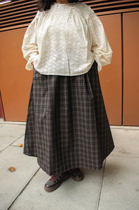 Samdi Sabine Brown Checked Skirt