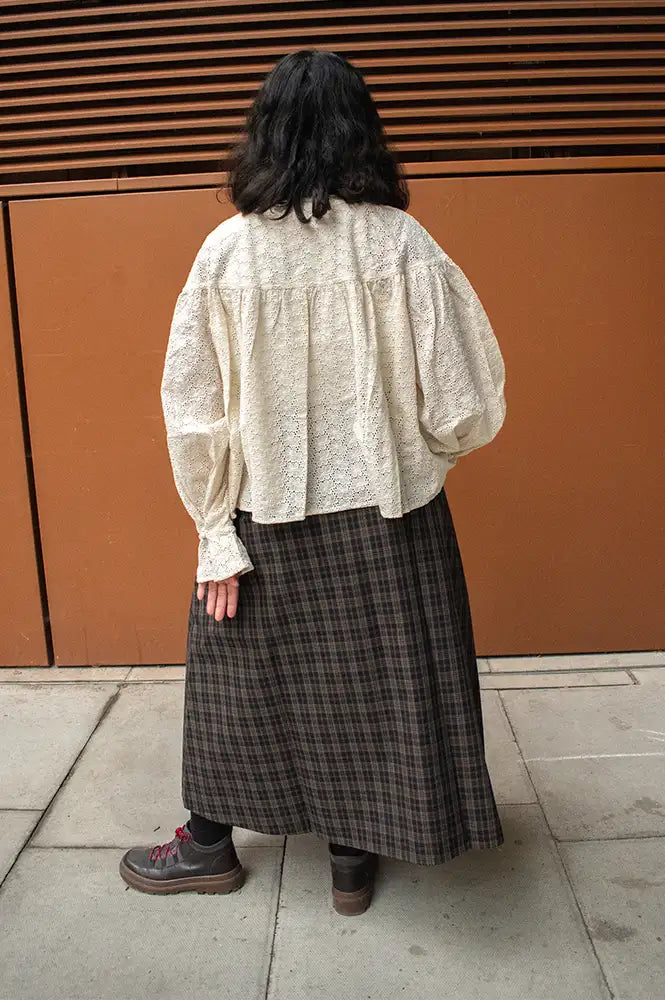 Samdi Sabine Brown Checked Skirt