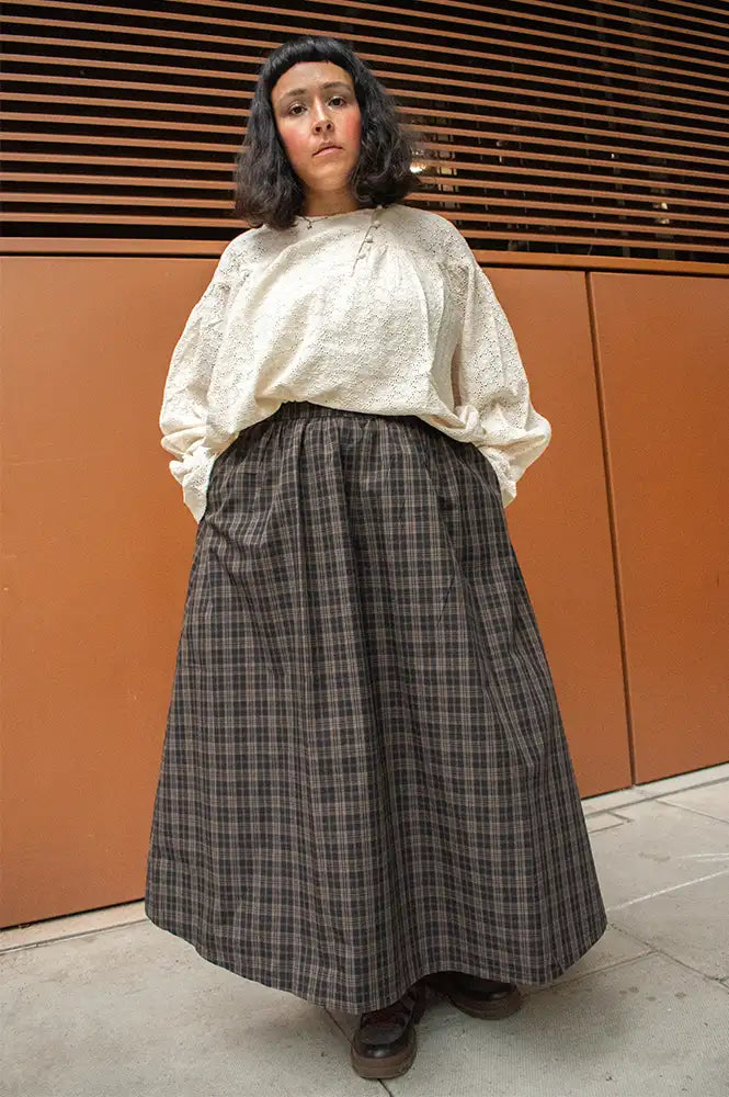 Samdi Sabine Brown Checked Skirt