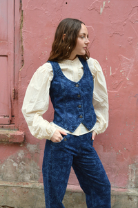 Seventy + Mochi Kiki Baroque Nightfall Denim Vest - The Mercantile London