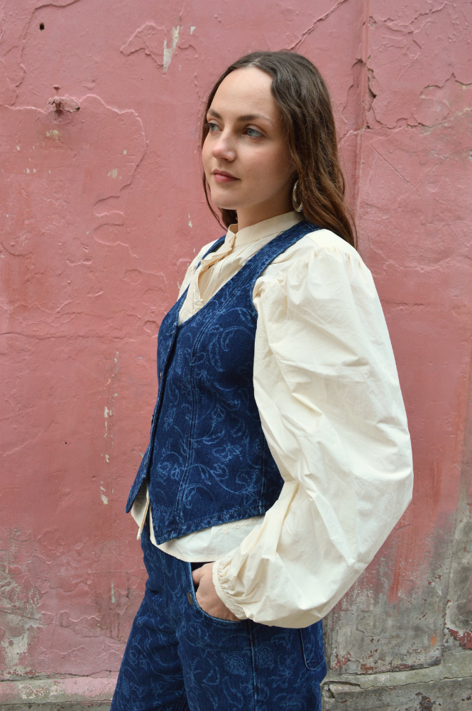 Seventy + Mochi Kiki Baroque Nightfall Denim Vest - The Mercantile London