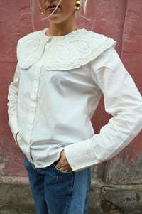 Object Enesa Cloud Dancer Shirt With Oversized Collar - The Mercantile London