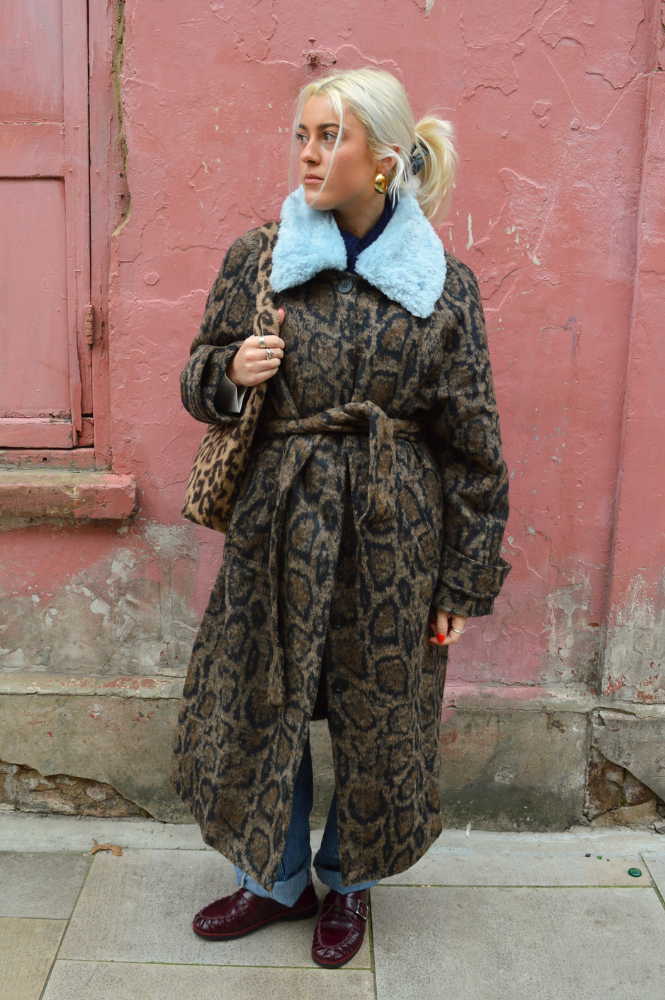 Samdi Carrington Leopard & Powder Blue Coat - The Mercantile London