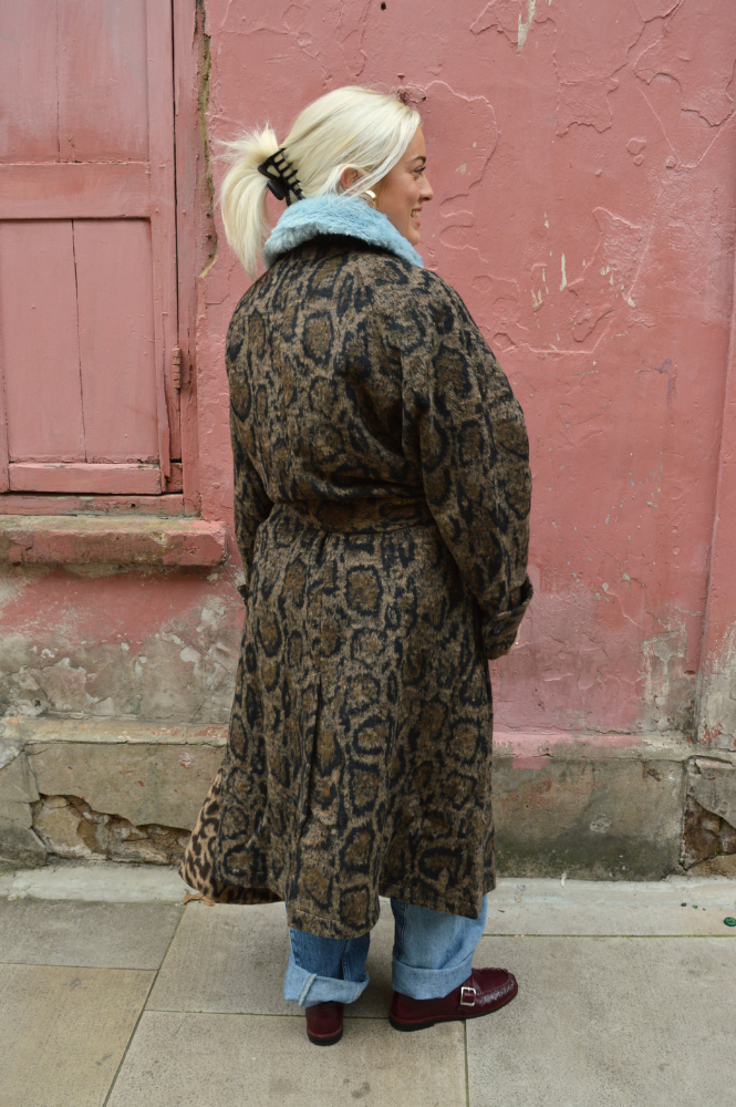 Samdi Carrington Leopard & Powder Blue Coat - The Mercantile London