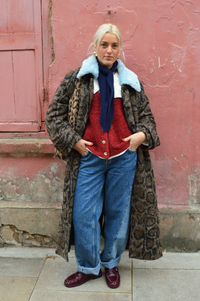 Samdi Carrington Leopard & Powder Blue Coat - The Mercantile London