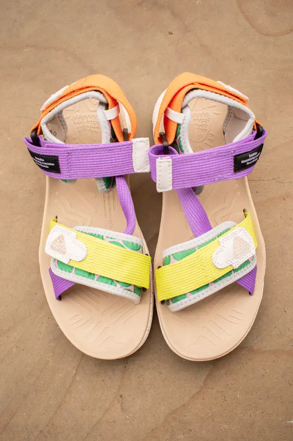 Flower Mountain Nazca Green Violet & Orange Sandals - The Mercantile London