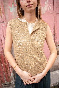 Yerse Hunter Green Crochet Vest Top