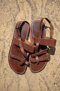 Artisan Stories Bzime Brown Leather Slingback Sandals