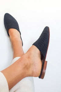 Raffia Handmade Black Heeled Sandals - The Mercantile London