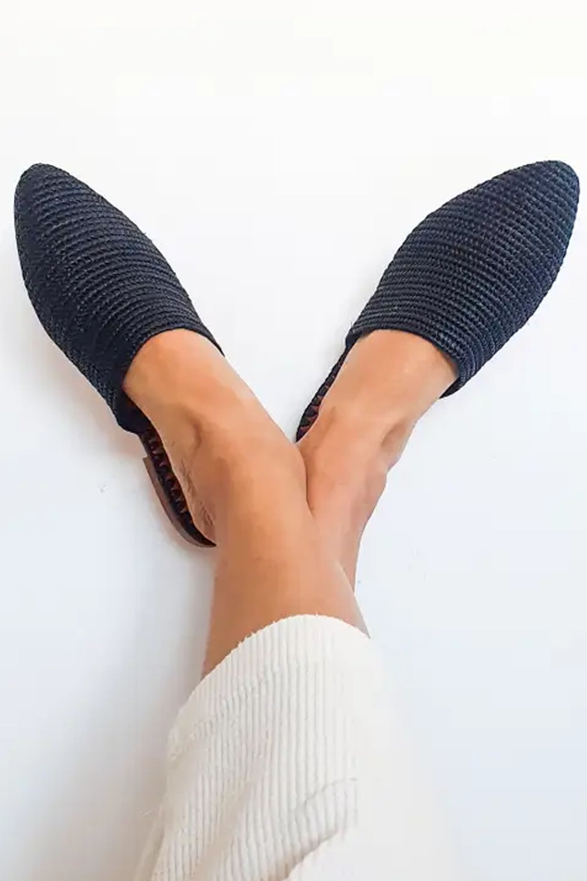 Raffia Handmade Black Heeled Sandals - The Mercantile London