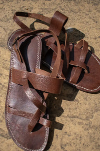 Artisan Stories Bzime Brown Leather Slingback Sandals