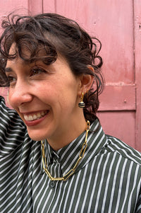 Sandralexandra Single Black Stripey Bola Earring - The Mercantile London