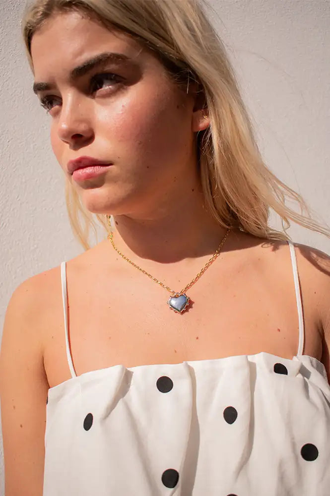Sandralexandra Milagros Silver Heart Gold Link Necklace - The Mercantile London