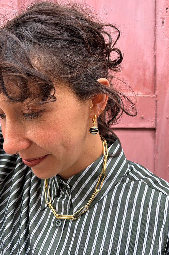 Sandralexandra Single Black Stripey Bola Earring - The Mercantile London