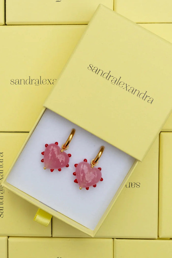 Sandralexandra Single Milagros Pink Heart & Red Dot Earring