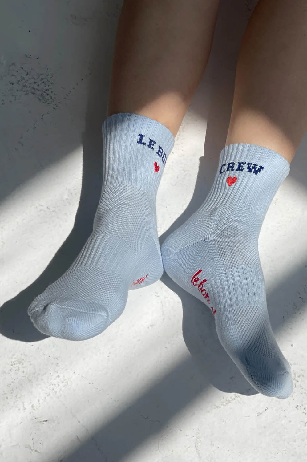 Le Bon Shoppe Embroidered Sky Blue Socks - The Mercantile London