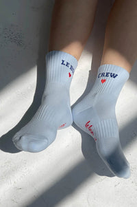 Le Bon Shoppe Embroidered Sky Blue Socks - The Mercantile London