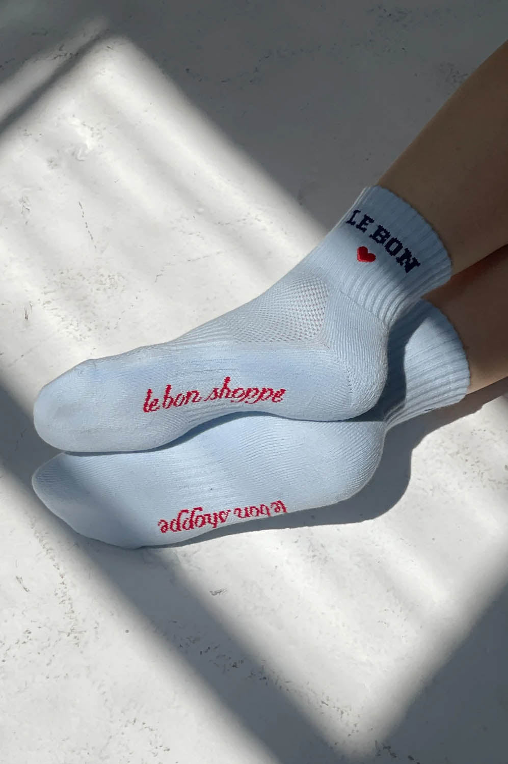 Le Bon Shoppe Embroidered Sky Blue Socks - The Mercantile London