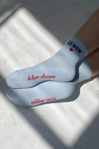 Le Bon Shoppe Embroidered Sky Blue Socks - The Mercantile London