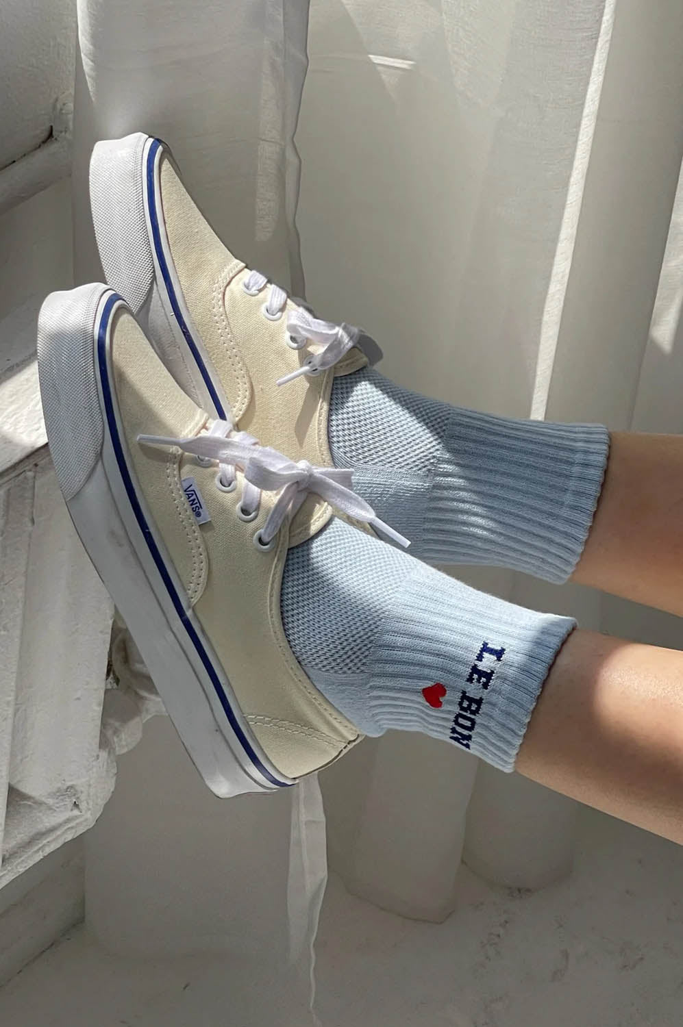 Le Bon Shoppe Embroidered Sky Blue Socks - The Mercantile London