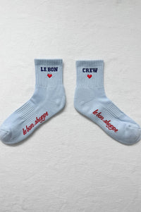 Le Bon Shoppe Embroidered Sky Blue Socks - The Mercantile London