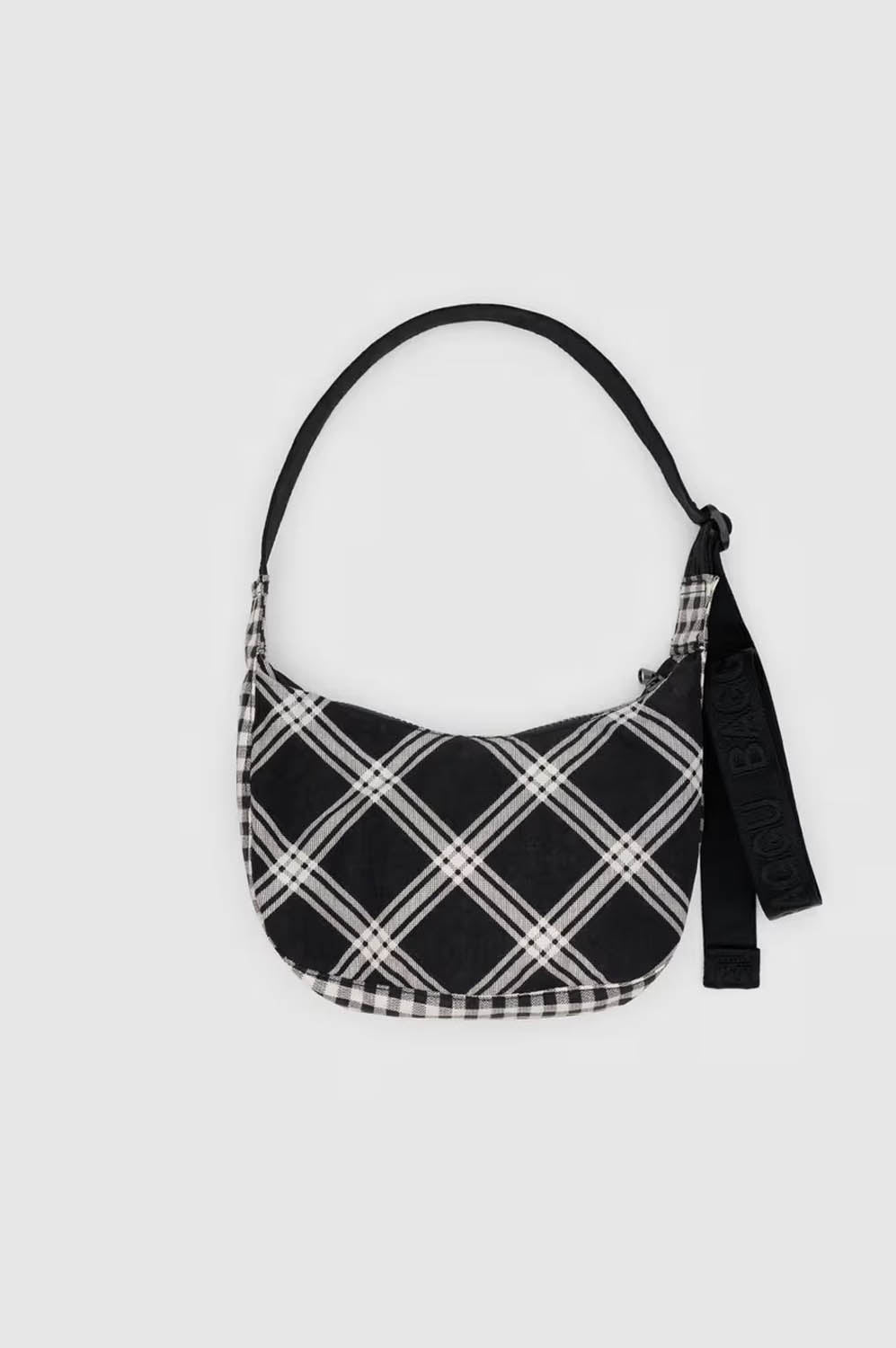 Baggu Small Nylon Crescent Mixed Plaid Bag - The Mercantile London
