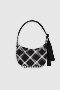 Baggu Small Nylon Crescent Mixed Plaid Bag - The Mercantile London