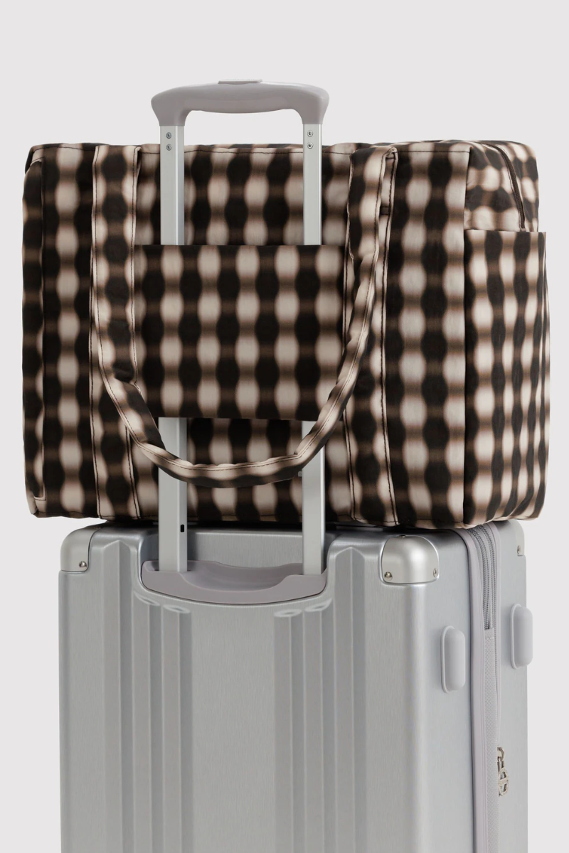 Baggu Blurred Brown Gingham Small Cloud Carry-On Bag - The Mercantile London