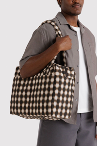 Baggu Blurred Brown Gingham Small Cloud Carry-On Bag - The Mercantile London
