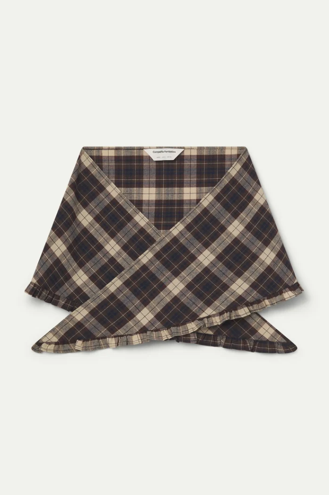 Compania Fantastica Brown Plaid Scarf