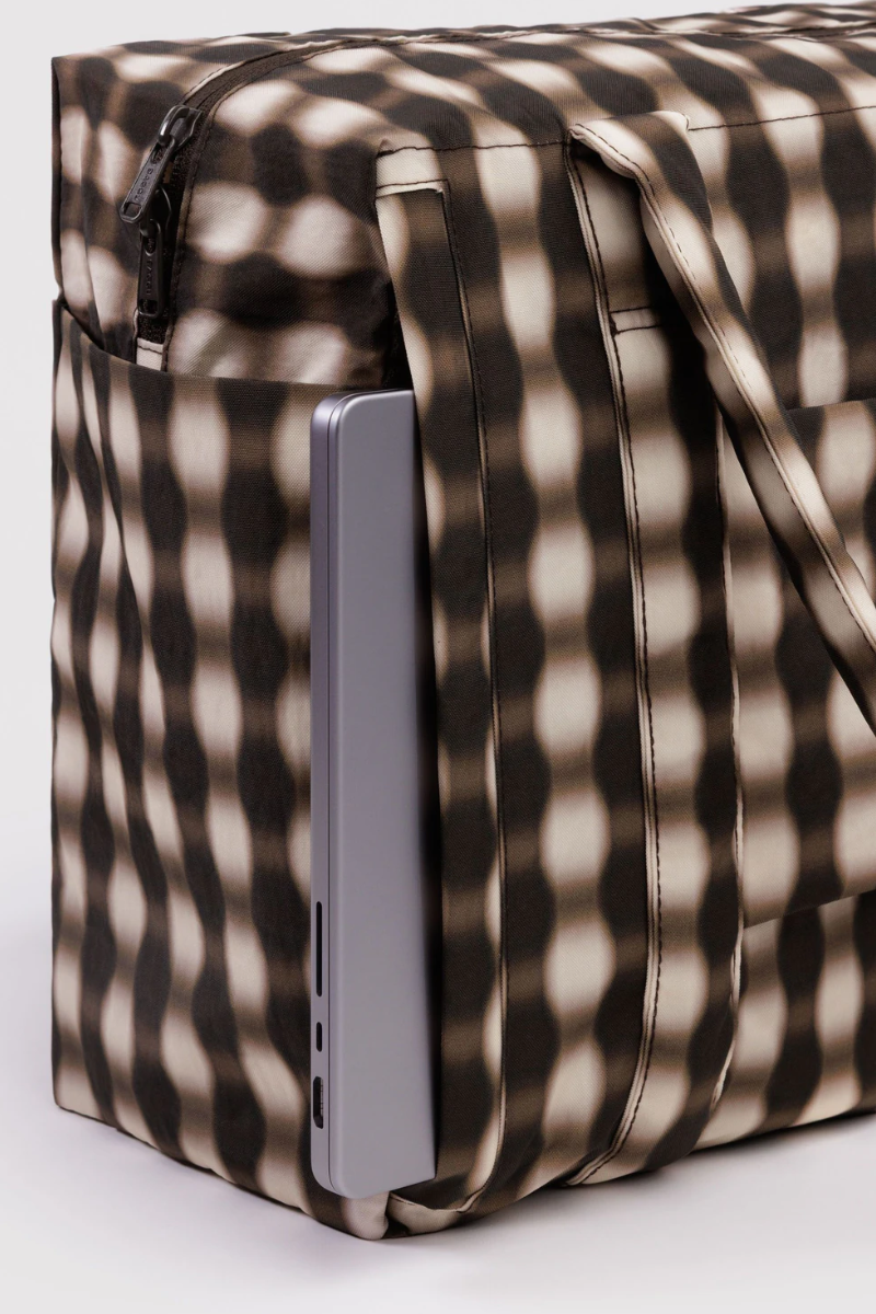 Baggu Blurred Brown Gingham Small Cloud Carry-On Bag - The Mercantile London