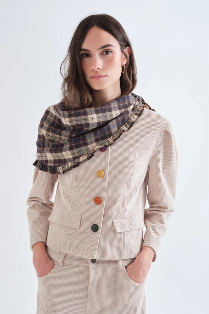 Compania Fantastica Brown Plaid Scarf