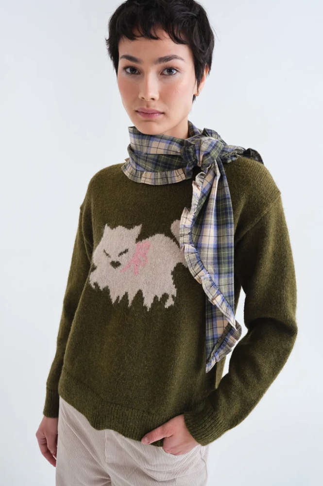 Compania Fantastica Green Plaid Scarf