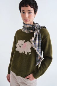 Compania Fantastica Green Plaid Scarf